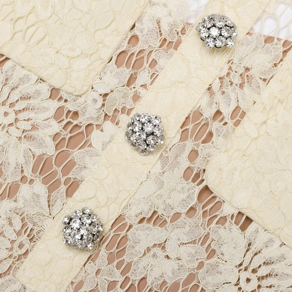 NWOT SELF-PORTRAIT YELLOW FINE LACE MINI DRESS - Picture 6 of 15